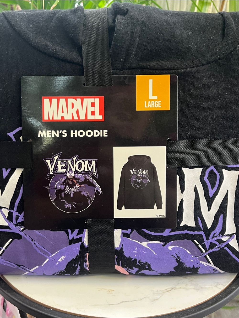 Marvel Venom Pullover Hoodie - Black & Purple Graphic